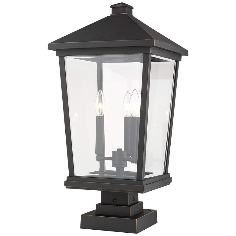 Image 4 Beacon 24 3/4 inchH Oil-Rubbed Bronze 3-Light Outdoor Pier Light more views