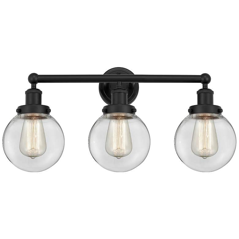 Image 1 Beacon 24" Wide Matte Black Clear Glass 3-Light Bath Light