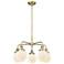 Beacon 24"W 5 Light Antique Brass Stem Hung Chandelier w/ White Shade