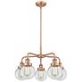 Beacon 24"W 5 Light Antique Copper Stem Hung Chandelier w/ Clear Shade