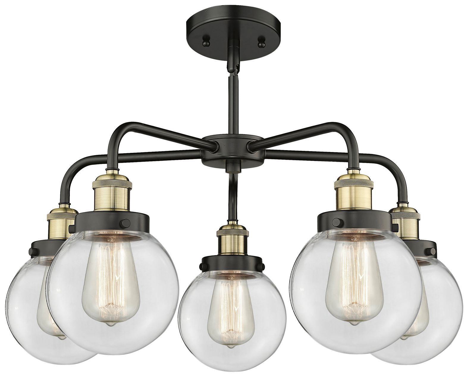 Image 4 Beacon 24"W 5 Light Black Antique Brass Stem Hung Chandelier w/ Clear  more views