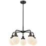 Beacon 24"W 5 Light Oil Rubbed Bronze Stem Hung Chandelier w/ White Sh