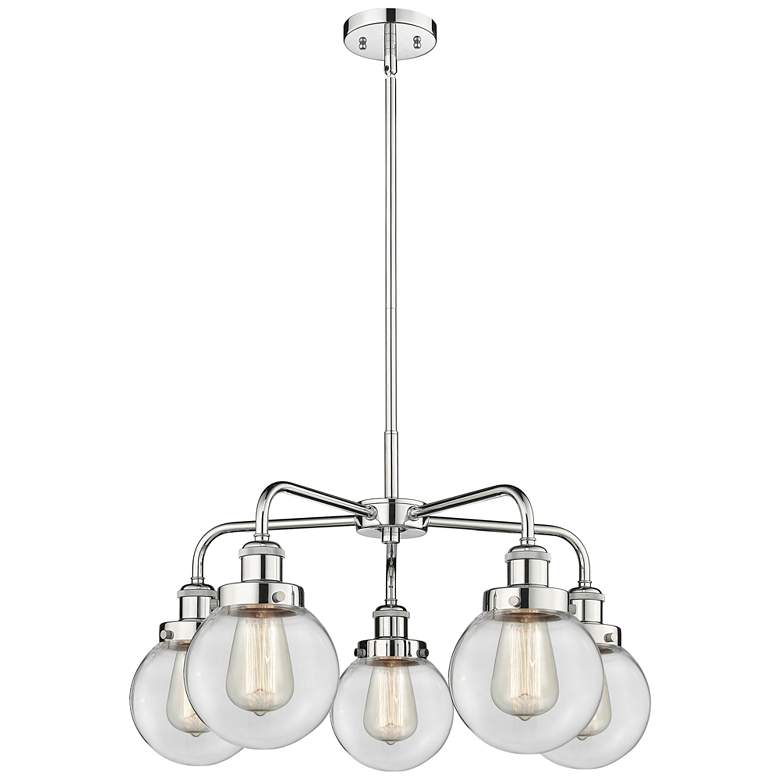 Image 1 Beacon 24 inchW 5 Light Polished Chrome Stem Hung Chandelier w/ Clear Shad