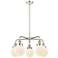 Beacon 24"W 5 Light Polished Nickel Stem Hung Chandelier w/ White Shad