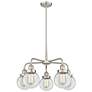 Beacon 24"W 5 Light Satin Nickel Stem Hung Chandelier w/ Clear Glass S