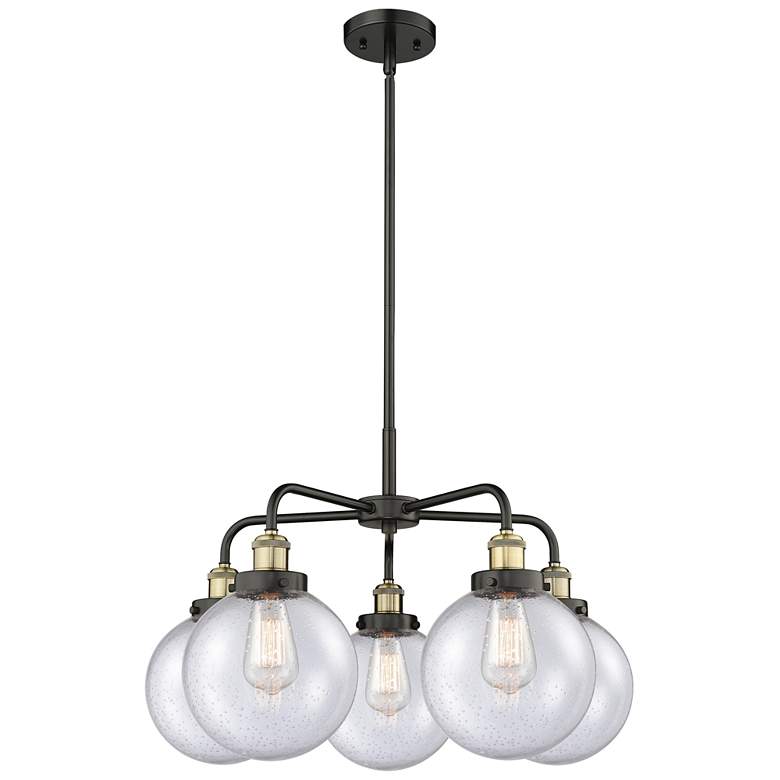 Image 1 Beacon 26"W 5 Light Black Antique Brass Stem Hung Chandelier w/ Seedy