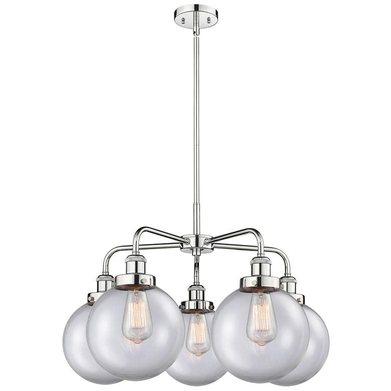 Image 1 Beacon 26"W 5 Light Polished Chrome Stem Hung Chandelier w/ Clear Shad