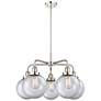 Beacon 26"W 5 Light Polished Nickel Stem Hung Chandelier w/ Clear Shad