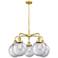 Beacon 26"W 5 Light Satin Gold Stem Hung Chandelier With Clear Glass S