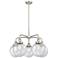 Beacon 26"W 5 Light Satin Nickel Stem Hung Chandelier w/ Seedy Glass S