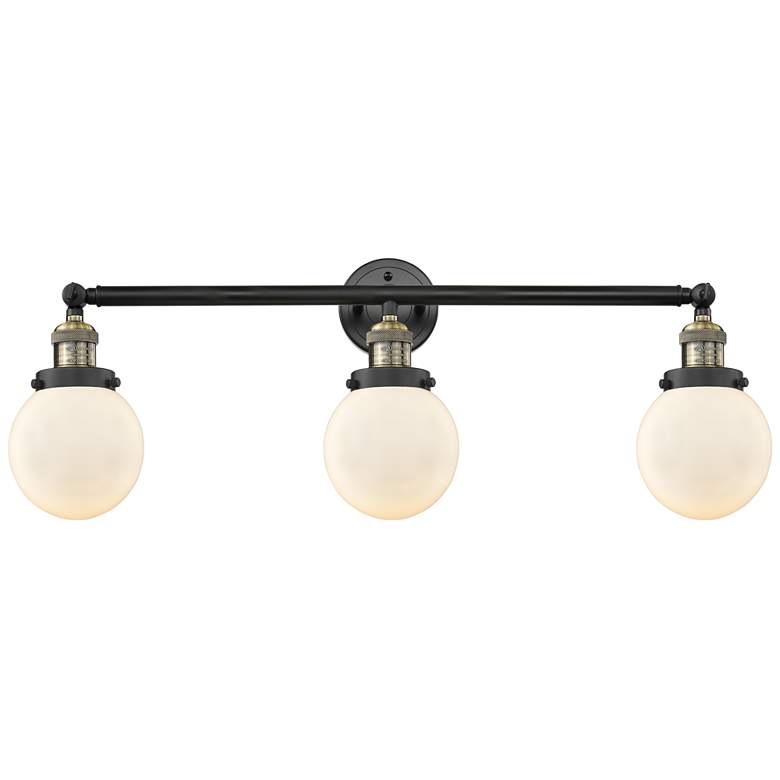 Image 1 Beacon 3 Light 30" Bath Light - Black Antique Brass - Matte White Shad