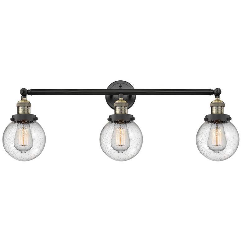 Image 1 Beacon 3 Light 30" Bath Light - Black Antique Brass - Seedy Shade