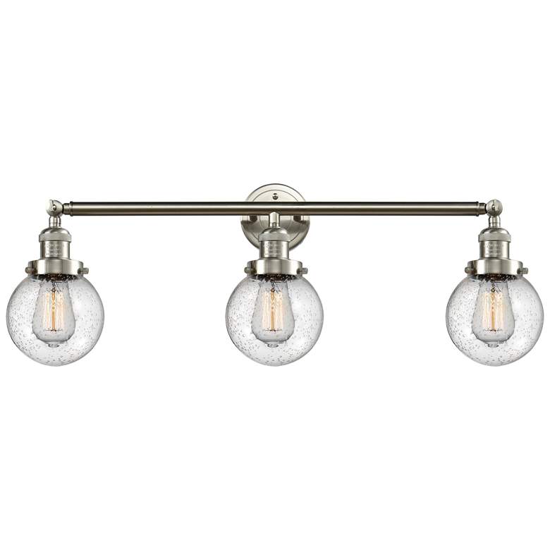 Image 1 Beacon 3 Light 30" Bath Light - Brushed Satin Nickel - Seedy Shade