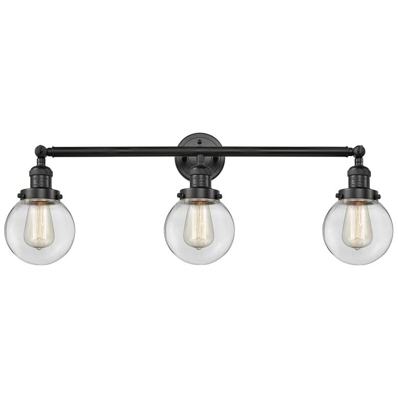 Image 1 Beacon 3 Light 30" Bath Light - Matte Black - Clear Shade