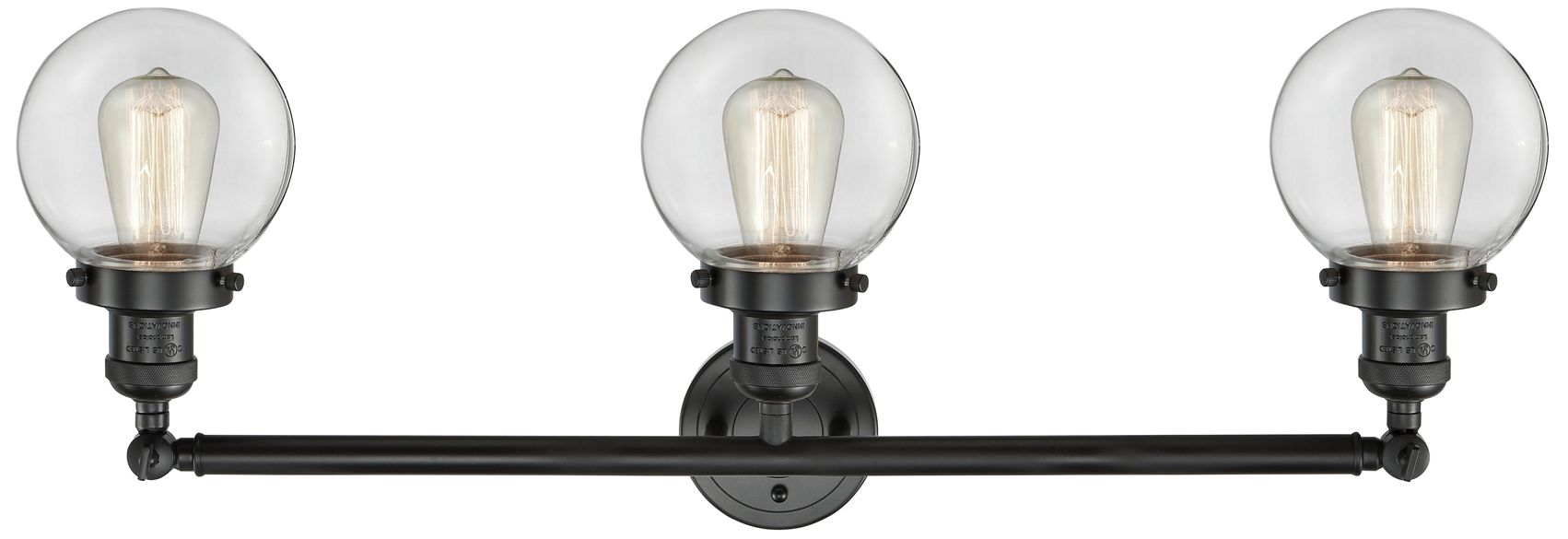 Image 2 Beacon 3 Light 30" Bath Light - Matte Black - Clear Shade more views