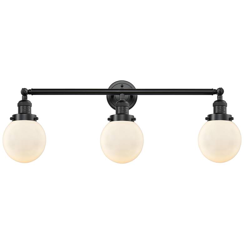 Image 1 Beacon 3 Light 30" Bath Light - Oil Rubbed Bronze - Matte White Shade