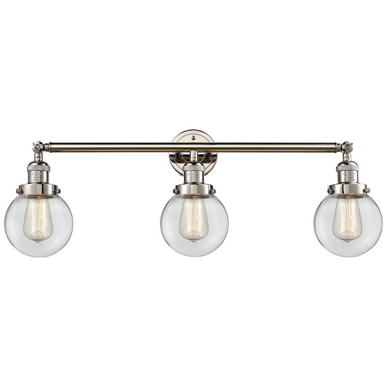 Image 1 Beacon 3 Light 30" Bath Light - Polished Nickel - Clear Shade