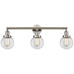 Beacon 3 Light 30" Bath Light - Polished Nickel - Clear Shade