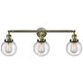 Beacon 3 Light 30" LED Bath Light - Antique Brass - Seedy Shade