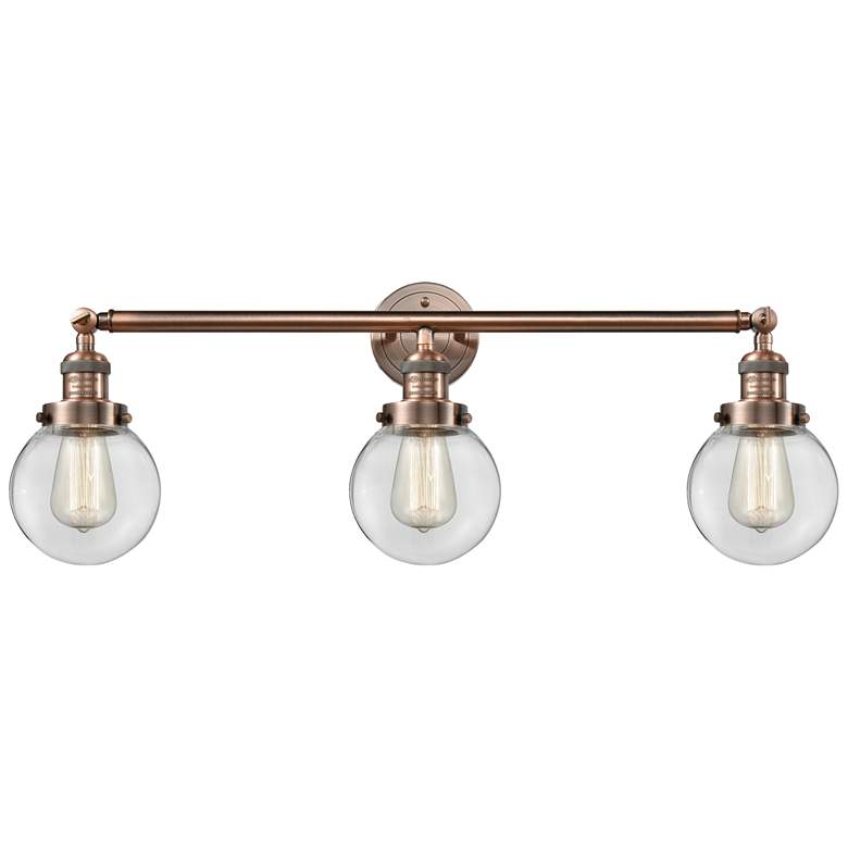 Image 1 Beacon 3 Light 30" LED Bath Light - Antique Copper - Clear Shade