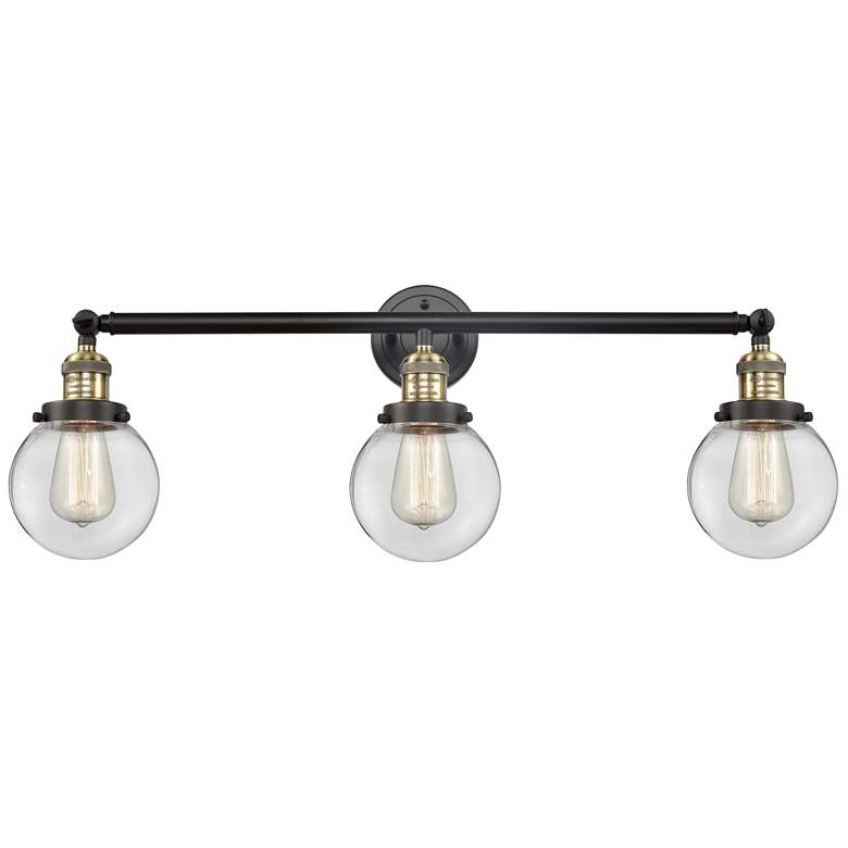 Image 1 Beacon 3 Light 30" LED Bath Light - Black Antique Brass - Clear Shade