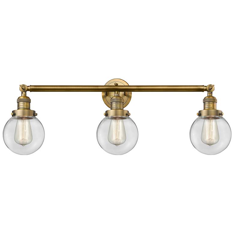 Image 1 Beacon 3 Light 30" LED Bath Light - Brushed Brass - Clear Shade