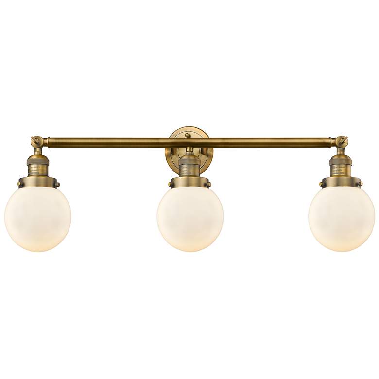 Image 1 Beacon 3 Light 30" LED Bath Light - Brushed Brass - Matte White Shade