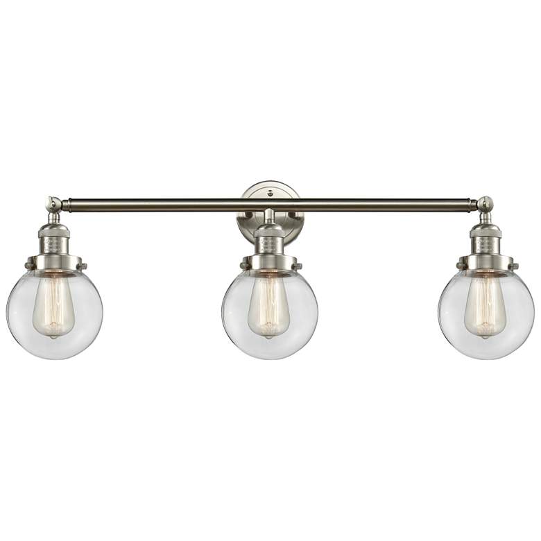 Image 1 Beacon 3 Light 30" LED Bath Light - Brushed Satin Nickel - Clear Shade