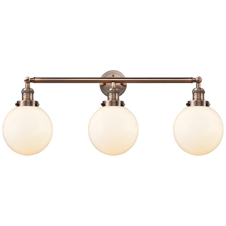 Image 1 Beacon 3 Light 32" Bath Light - Antique Copper - Matte White Shade