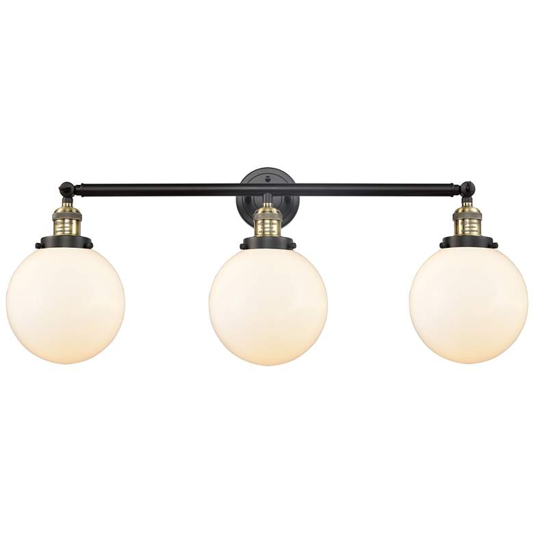 Image 1 Beacon 3 Light 32" Bath Light - Black Antique Brass - Matte White Shad