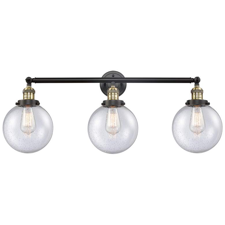 Image 1 Beacon 3 Light 32" Bath Light - Black Antique Brass - Seedy Shade
