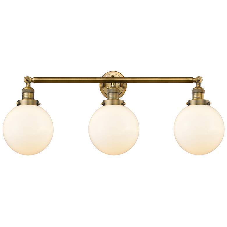Image 1 Beacon 3 Light 32" Bath Light - Brushed Brass - Matte White Shade