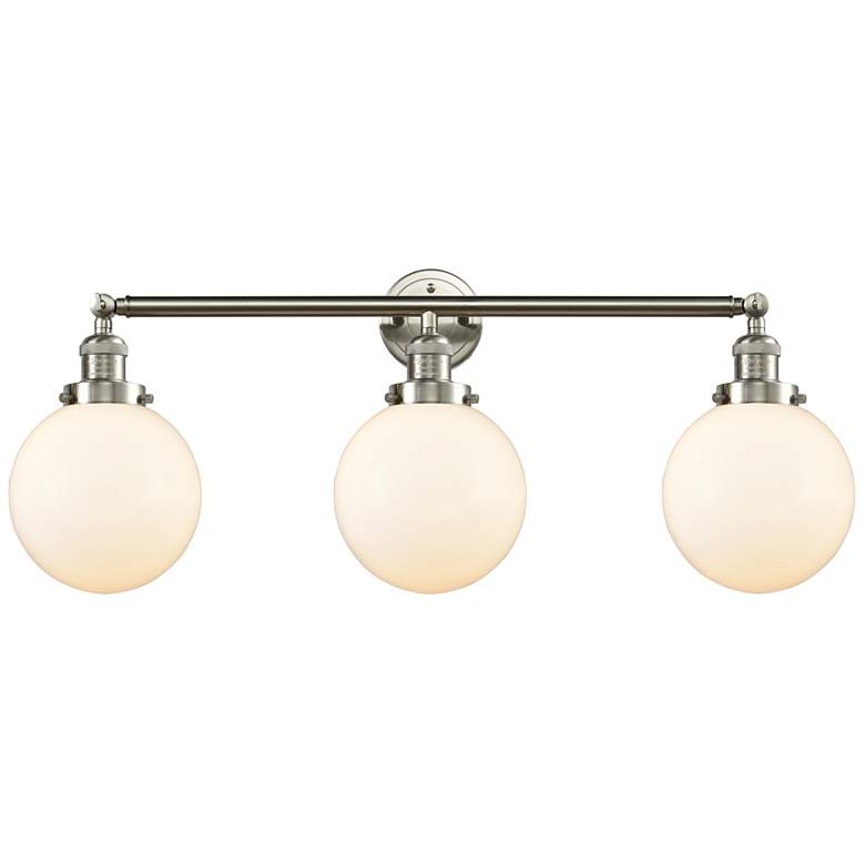 Image 1 Beacon 3 Light 32" Bath Light - Brushed Satin Nickel - Matte White Sha