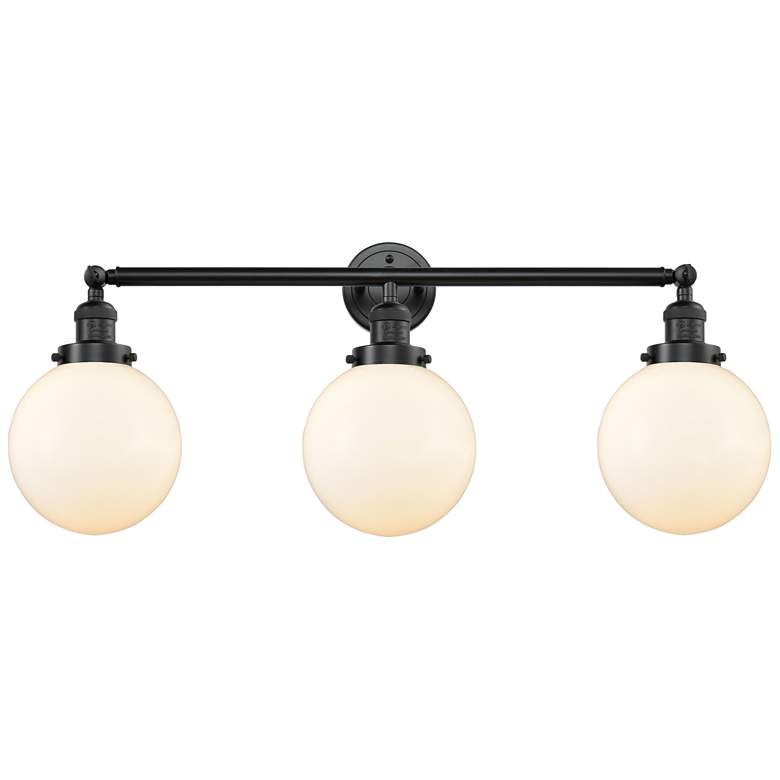 Image 1 Beacon 3 Light 32" Bath Light - Oil Rubbed Bronze - Matte White Shade