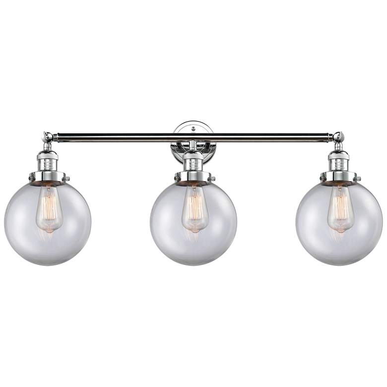 Image 1 Beacon 3 Light 32" Bath Light - Polished Chrome - Clear Shade