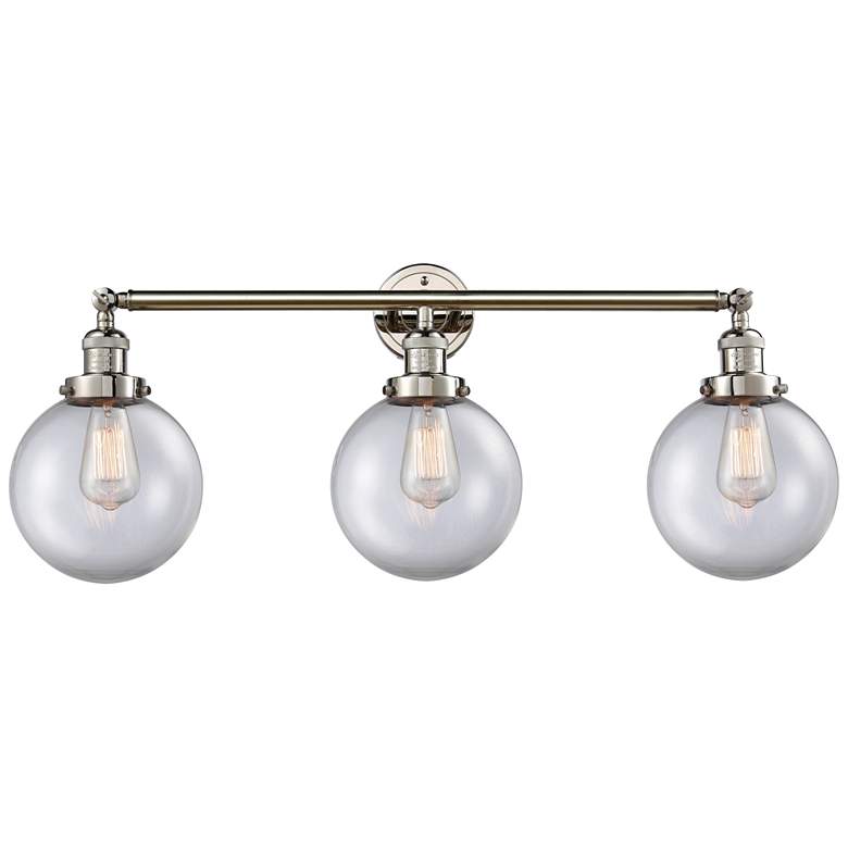 Image 1 Beacon 3 Light 32" Bath Light - Polished Nickel - Clear Shade