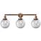 Beacon 3 Light 32" LED Bath Light - Antique Copper - Clear Shade