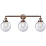 Beacon 3 Light 32" LED Bath Light - Antique Copper - Seedy Shade