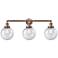 Beacon 3 Light 32" LED Bath Light - Antique Copper - Seedy Shade
