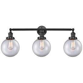 Image1 of Beacon 3 Light 32" LED Bath Light - Matte Black - Clear Shade