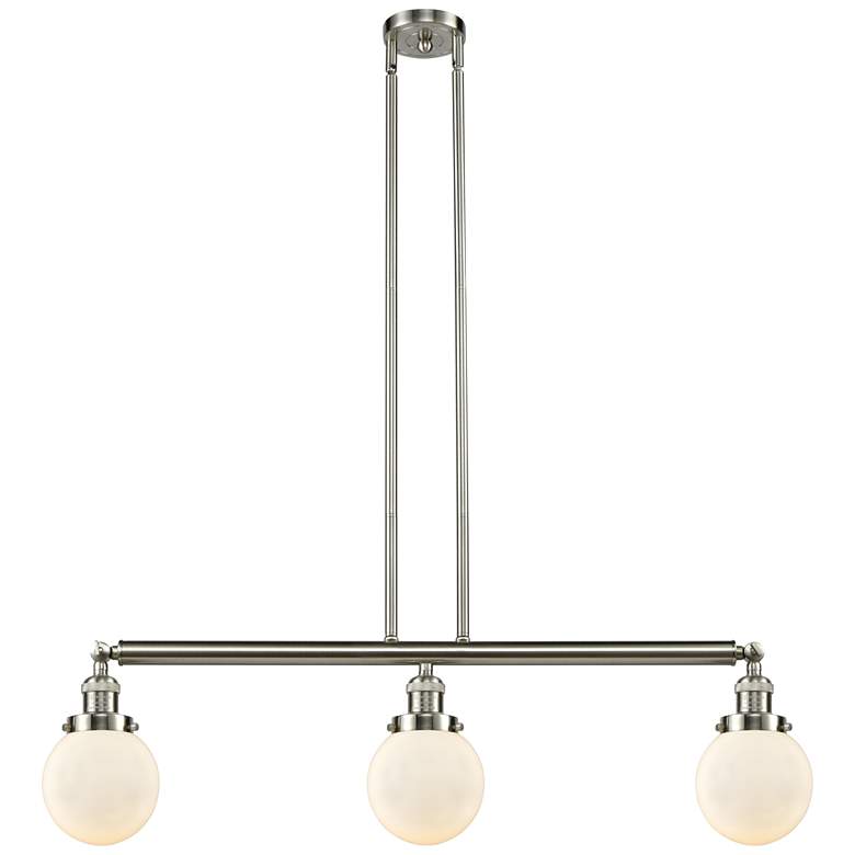 Image 1 Beacon 3 Light 39" Island Light - Brushed Satin Nickel - Matte White