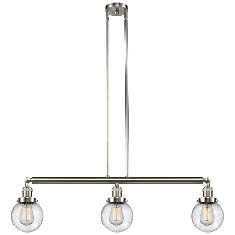 Image 1 Beacon 3 Light 39" Island Light - Brushed Satin Nickel - Seedy Shade