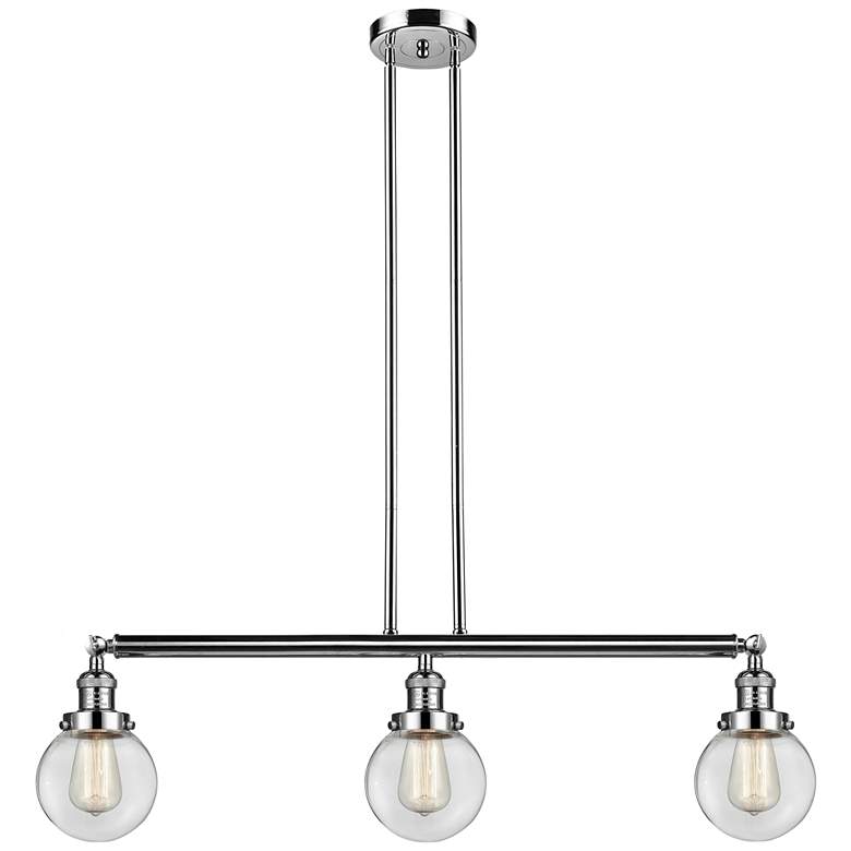 Image 1 Beacon 3 Light 39" Island Light - Polished Nickel - Clear Shade