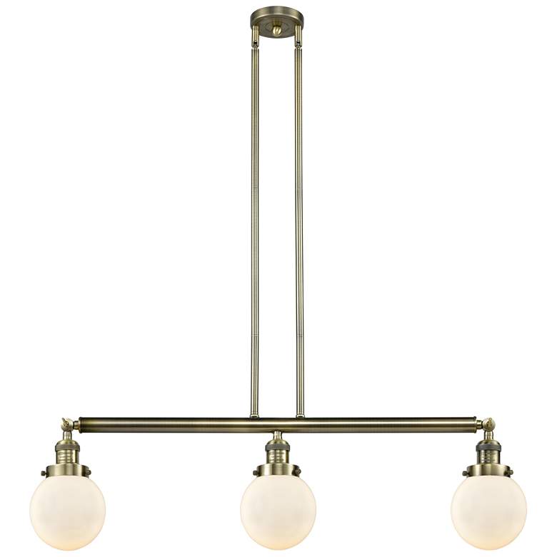 Image 1 Beacon 3 Light 39" LED Island Light - Antique Brass - Matte White Sha