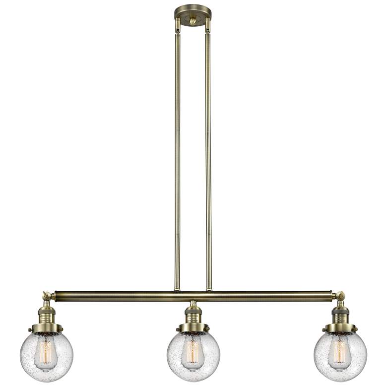 Image 1 Beacon 3 Light 39" LED Island Light - Antique Brass - Seedy Shade