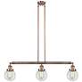 Beacon 3 Light 39" LED Island Light - Antique Copper  - Clear Shade
