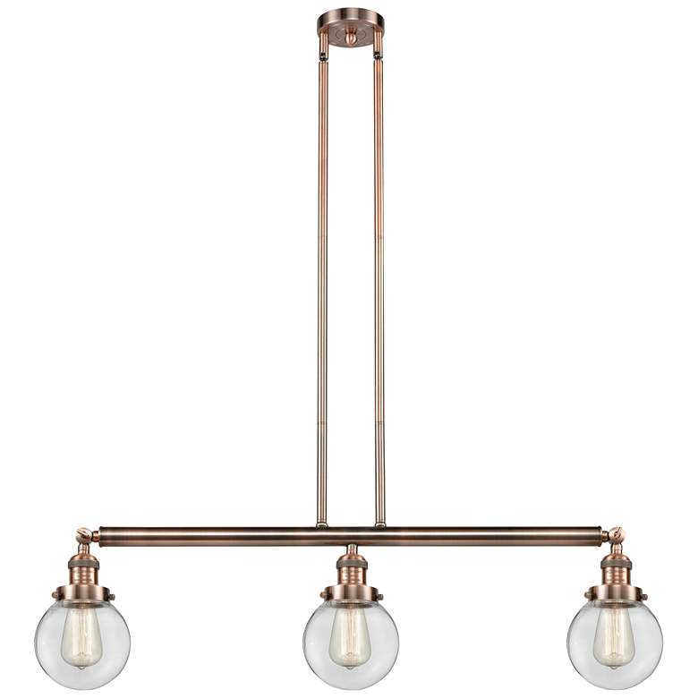 Image 1 Beacon 3 Light 39" LED Island Light - Antique Copper - Clear Shade