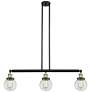 Beacon 3 Light 39" LED Island Light - Black Antique Brass  - Clear Sha