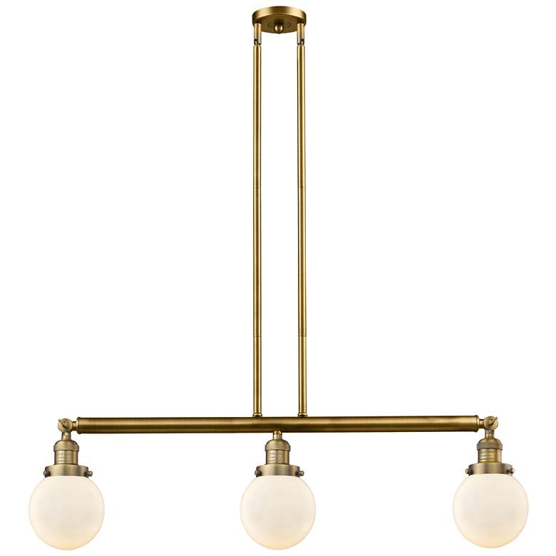 Image 1 Beacon 3 Light 39" LED Island Light - Brushed Brass - Matte White Sha