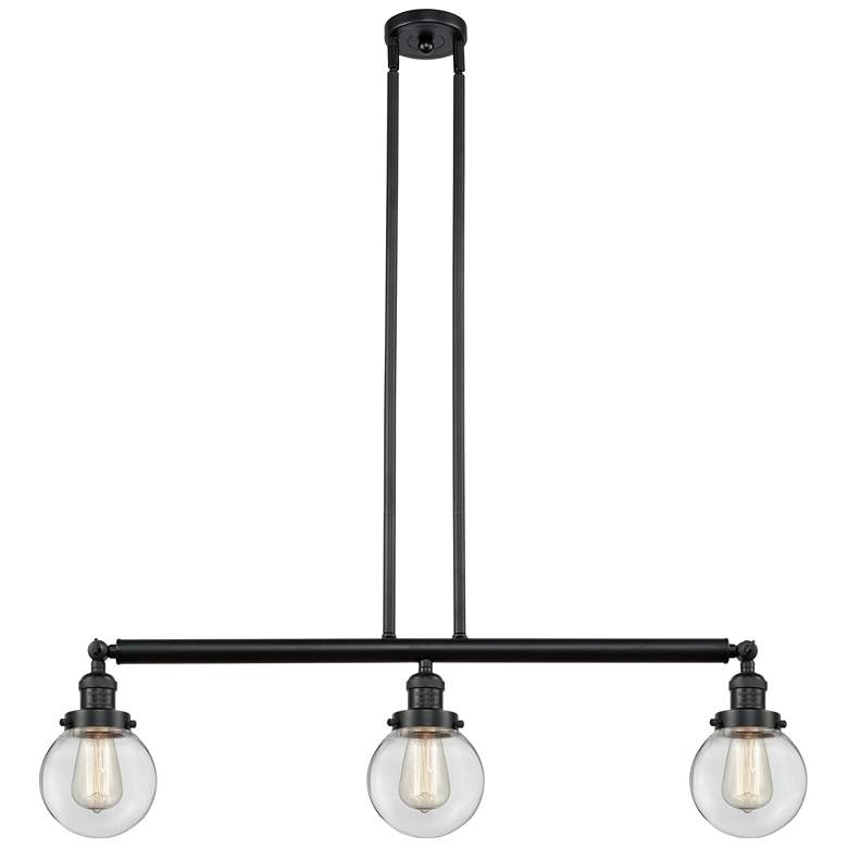 Image 1 Beacon 3 Light 39" LED Island Light - Matte Black - Clear Shade